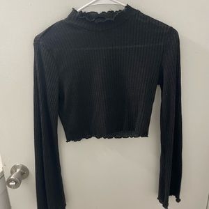 Black cropped turtleneck